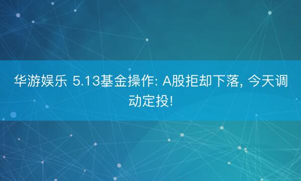 华游娱乐 5.13基金操作: A股拒却下落， 今天调动定投!