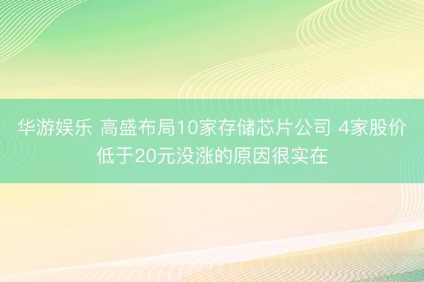华游娱乐 高盛布局10家存储芯片公司 4家股价低于20元没涨的原因很实在