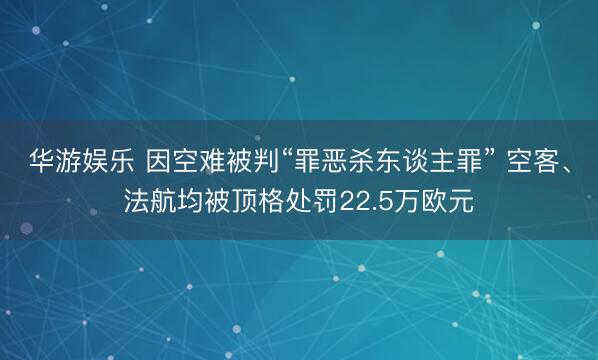 华游娱乐 因空难被判“罪恶杀东谈主罪” 空客、法航均被顶格处罚22.5万欧元