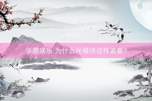华游娱乐 为什么光模块这样紧要?